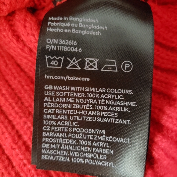 H&M Size L Red Slim Fit Mockneck / Turtleneck Sweater - Picture 3 of 7